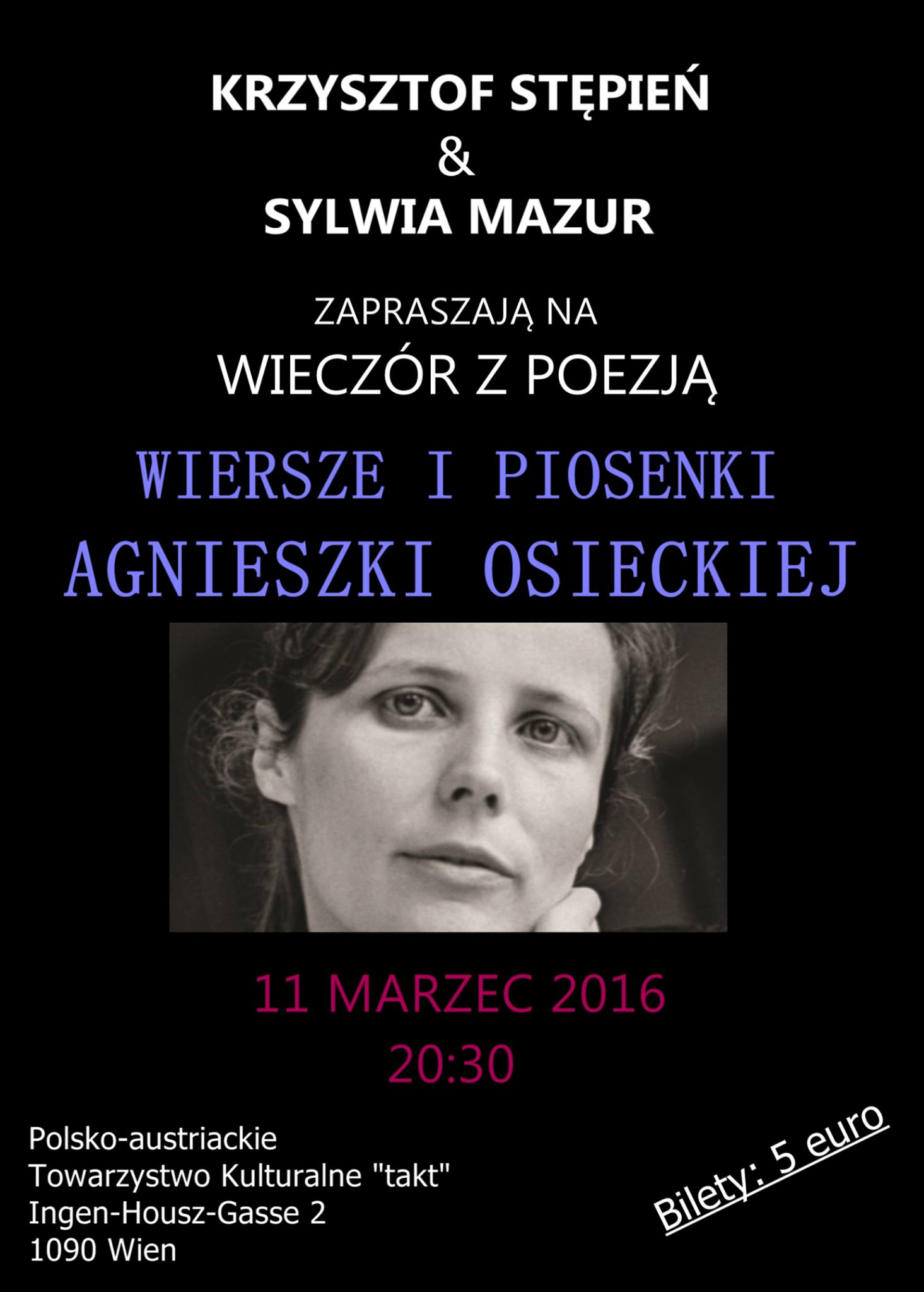 Wieczór z poezją – Wiersze i piosenki Agnieszki Osieckiej