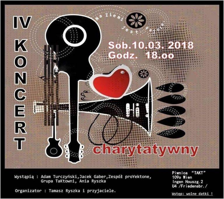 IV Koncert charytatywny 10 marca w godzinach 18:00 – 22:00